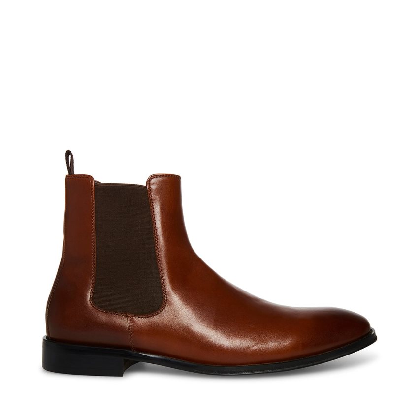 Dark Brown Steve Madden Adamo Leather Men\'s Chelsea Boots | PH 3054DOE